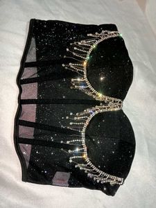 Brand New ( Urbanic)Black Sequined Mesh Corset Top