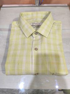 Peter England Yellow Checkered Shirt