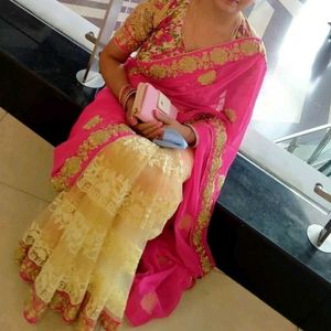 Pink Embellished Saree