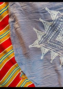 Icy Blue Tunic Embroidered Top