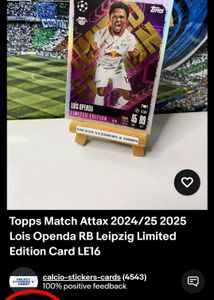 Match Attax Cards One Signed And Limited Edition