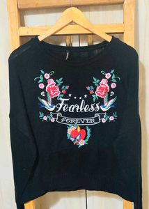 Black Floral 'Fearless' pullover size'46-48