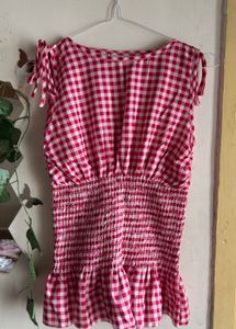 Red &amp; White Gingham Tie-Shoulder Top