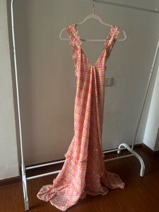 Chiffon Frill Halter Tier Ruffle Maxi Dress