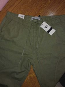 Zara Olive Green Linen Pants