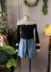 Savana Off-Shoulder Crochet Trim Top