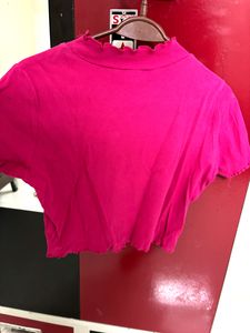 Sassafras Pink Coloured College Wear Crop Top
