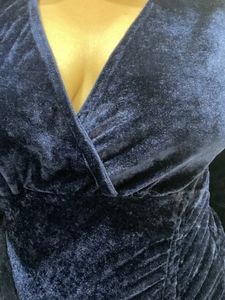 Blue Velvet Bodycon Dress, Size L