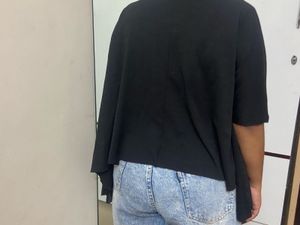 Black Plain Zip Up Crop Top