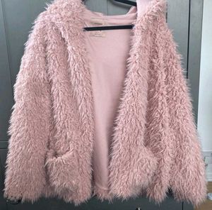 Pull&Bear Pink Shaggy Hooded Cardigan