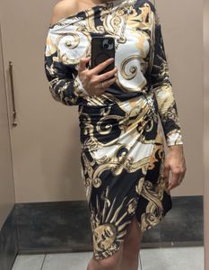 Chic Patterned Party Dress