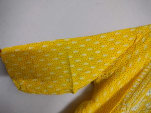 Yellow Embroidered Cotton Kurta
