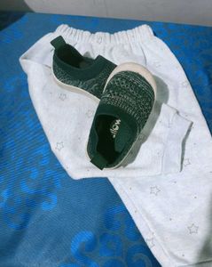 Yello Green Knit Baby Shoes Combo