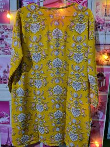 New Pretty Mustard Rajasthani Print Kurti Women