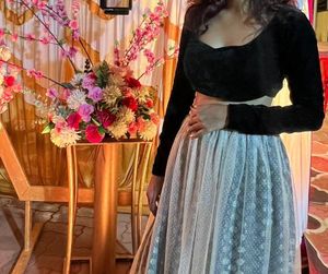 Elegant Velvet Green Backless Blouse