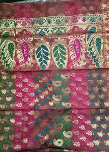 Chanderi Silk Saree With Stictched Blouse