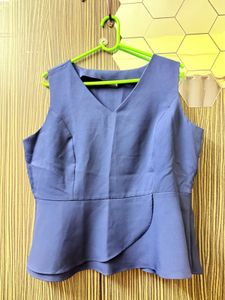 Blue Peplum Sleeveless Top