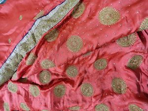Orange-peach Stone Work Saree