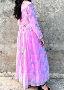 Pink Floral Print Dress