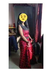 Beautiful Red N Black Chanderi Gown