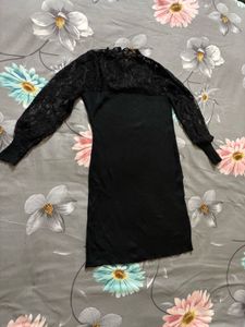 Black Lace Sleeve Mini Dress