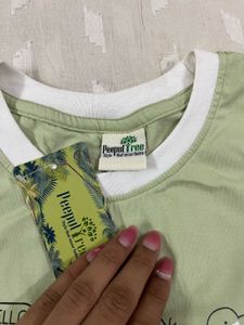 Cute Parrot Green Boxy Summer Crop Top