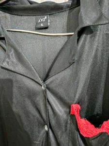 Satin Black Night Suit