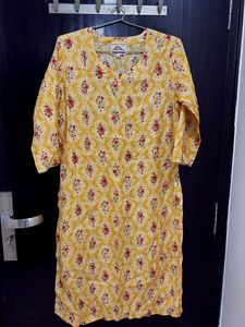 Floral Print Yellow Kurta