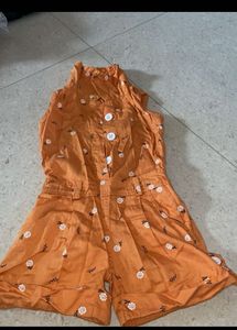 Cute Orange Floral Romper