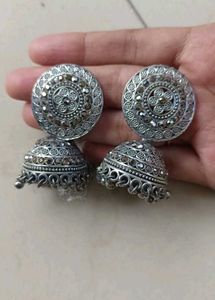 Silver Jhumka Earrings