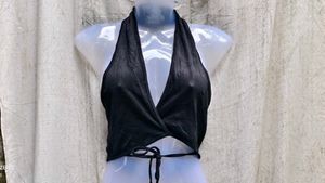 1949. Black Halter Top