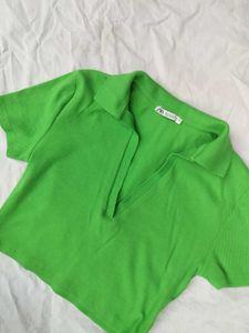 Zara Green Polo Top