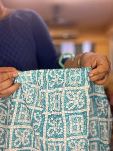 Cotton Blue Printed Kurti Trouser Wit Soft Elastic