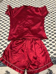 Red Satin Pajama Set