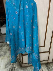 Teal Floral Embroidered Dress