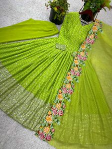 Orange Beautiful Gown Available In 3 Colour Teej