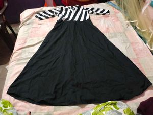 Black &amp; White Striped Maxi Dress