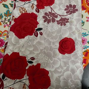 Vibrant Red Rose Floral Queen Bedsheet Set