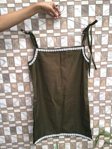 Olive Strapped Short Kurti 🫶🏻