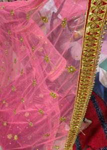 Pink &amp; Gold Embellished Dupatta