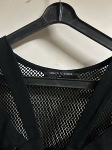 Black Mesh Cutout Top