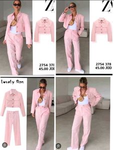 (Zara Copy) Pink crop Blazer jacket With Long Pant