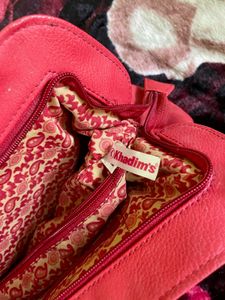 Pure Leather Red Handbag