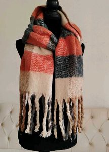 Plaid Fringe Scarf