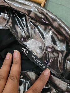 ZARA Silver Maxi Dress with Rheinstone Straps