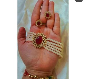 Pink stylish Choker Set With Earring