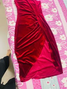 Elegant Red Velvet Dress