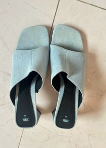 Block Heel Sandals- Denim