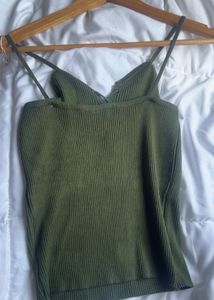 Olive Green Ribbed Tank Top