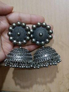 Oxidized Jhumka Earrings